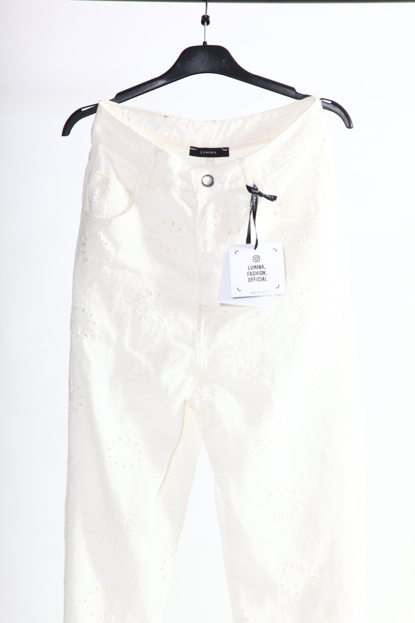 Pantaloni bianchi Denim traforato