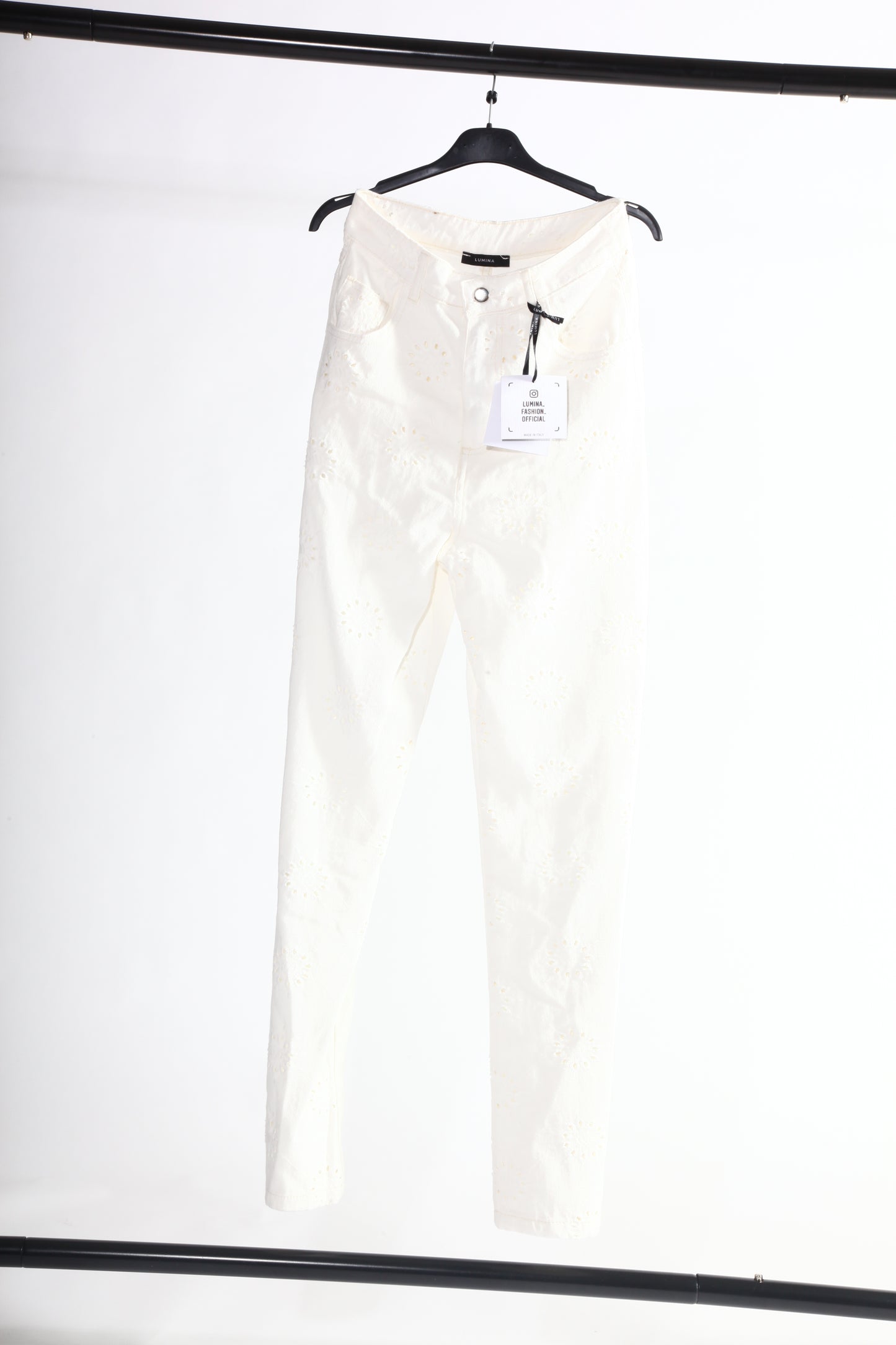 Pantaloni bianchi Denim traforato